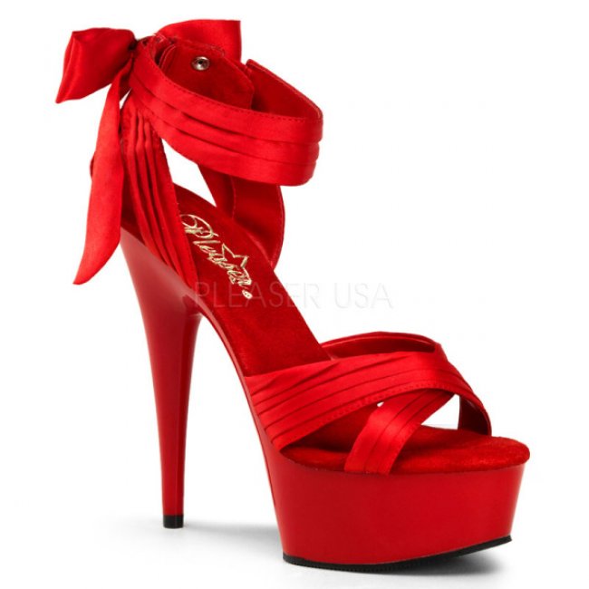 červené saténové sandály Delight-668-rsa - Velikost 38