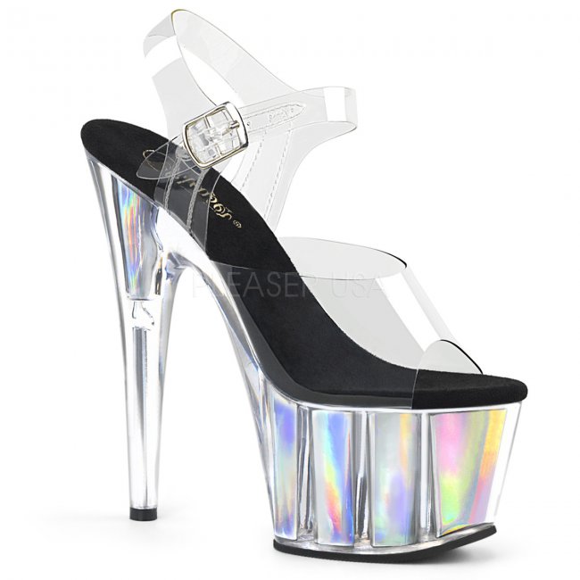 vysoké dámské sandály se stříbrnými hologramy Adore-708hgi-cs - Velikost 35