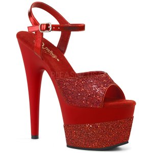 vysoké dámské červené sandály s glitry Adore-709-2g-rg